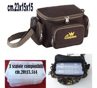 kit spinning borsa pesca+scatole porta ami esche artificiali mosche trota fili