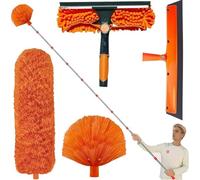 Kit Spolverino Telescopico da 6 m con Asta Estensibile Regolabile (1,5-4,9 m), Spazzola Telescopica per la Pulizia e Testa in Microfibra per Soffitti, Finestre e Ragnatele