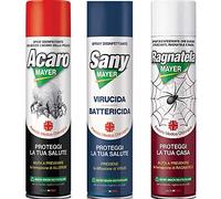 Kit Spray Insetticida Antiacaro - Sanificante - Disinfestante Ragni| 1 Spray Specifico Antiacaro Della Polvere|1 Spray Ragni, Ragnatele, Insetti Striscianti| 1 Disinfettante Virus, Batteri,Funghi