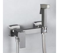 Kit spruzzatore portatile per bidet con valvola angolare in ottone e tubo in acciaio inossidabile, spray per WC in lega di zinco per la pulizia del pannolino, pressione dell'acqua regolabile, nero