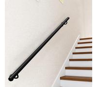 Kit staffe per corrimano scale moderne, 1piede - 20piedi Asta di sicurezza per corrimano da montare su pareti esterne, Corrimano rotondo in ferro nero per gradini interni(120cm)