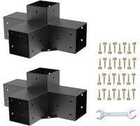 Kit Staffe per Pergola, Supporto per Pali in Legno da Carpenteria 2 Staffe Angolari a 4 Vie Kit per Travi Fai da Te per Gazebo, Pergolati da Patio, per 4x4 (effettivo: 3,5x3,5 pollici) legname Pergola