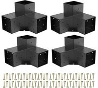 Kit Staffe per Pergola, Supporto per Pali in Legno da Carpenteria 4 Staffe Angolari a 3 Vie Kit per Travi Fai da Te per Gazebo, Pergolati da Patio, per 100mmx100mm legname Pergola