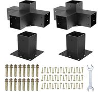 Kit Staffe per Pergola, Supporto per Pali in Legno da Carpenteria Angolari a 4 Vie per Travi Fai da Te, Kit Staffe Include 2 spalle per staffe 2 Basi per legname 4x4 (effettivo: 3,5x3,5 pollici)