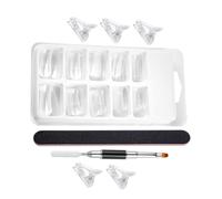 Kit Stampi per Estensione Unghie in Plastica, Set 1 Pezzo | Pennino Cristallo Doppia Punta, Lima Levigante, Cinque Clip, per Gel e Casa