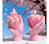 Kit stampo in silicone per candele di San Valentino, progettato con un cuore d'amore in mano, è uno stampo in resina poliestere durevole utilizzato per la realizzazione di candele. Kit per la realizza