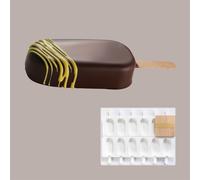 Kit Stampo in Silicone per Stecco Gelato 12 Pose con Vassoio e 50 Stecchi legno