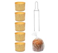 Kit Stampo Panettone Alto 1 Kg + Spillone Panettone + 5 Sacchetti Panettone con Chiusure, Pirottini Panettone 750 gr Professionale di Carta Naturale di Pura Cellulosa Resistente al Calore 200°C