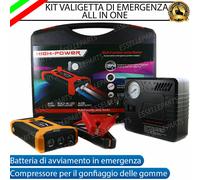 KIT STARTER AVVIATORE DI EMERGENZA BOOSTER + COMPRESSORE GOMME FIAT QUBO