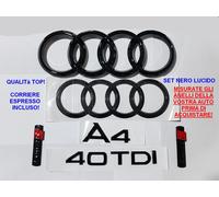 Kit Stemma Loghi Anelli per Audi A4 B8 Ant. Post. + 40TDI +2 SLINE 07-15 4° GEN.
