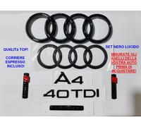 Kit Stemma Loghi Anelli per Audi A4 B9 Ant. Post. + 40TDI +2 SLINE +QUATTRO 5° G