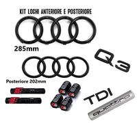 kit stemma logo anelli Audi emblema Q3 tdi Sline nero lucido Tappi Pneumatici