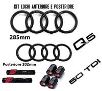 kit stemma logo anelli Audi emblema Q5 5.0tdi Sline nero lucido Tappi Pneumatici