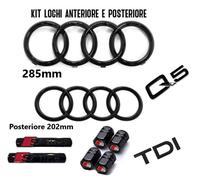 kit stemma logo anelli Audi emblema Q5 tdi Sline nero lucido Tappi Pneumatici