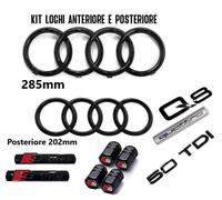 kit stemma logo anelli Audi emblema Q8 5.0tdi Sline quattro nero lucido Tappi
