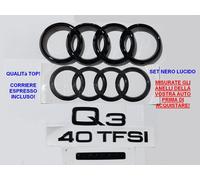 Kit Stemmi Loghi Anelli Audi Q3 F3 Ant. Post + 40 TFSI NERO + QUATTRO logo 2018+