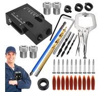 Kit stencil per viti tascabili, modello di perforazione per fori angolari | Guida alla perforazione Set | Strumento portatile 15 ° Kit stencil per falegnameria Angle Locator pre