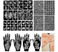 Kit stencil tatuaggi temporanei, 14 modelli di arte corporea per donne, ragazze, adolescenti e bambini (C)