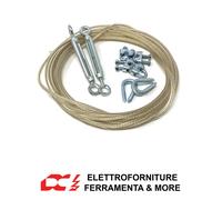 KIT Stendibiancheria 10 m Stendere I Panni Filo Cavo Biancheria Morsetti Tiranti