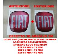 KIT STICKERS RESINATO LOGO FIAT GRANDE PUNTO EVO COFANO ANTERIORE + POSTERIORE