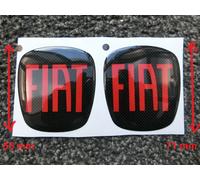 KIT STICKERS RESINATO LOGO FIAT PANDA BAULE ANTERIORE POSTERIORE ROSSO CARB
