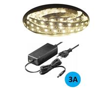 KIT STRISCIA LED 5050 FLESSIBILE 5M ADESIVA ALIMENTATORE 3A BIANCO NATURALE IP65