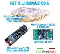 KIT Striscia LED COB 24V 5m + DIMMER Varialuce + Alimentatore 24V SLIM - PROMO [EEK: A+]