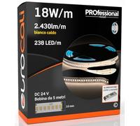 Kit Striscia LED Monocolore 1190 LED 90W 238 LED/metro - Bobina da 5 metri - IP20 da interno - Luce Bianco Caldo 3000K + Alimentatore 120W per uso interno