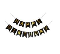 Kit Striscione Con Lettere 1 pezzo di bandiera dorata a coda rondine buon compleanno con alfabeto e triangolo decorato for feste(Black)