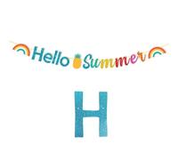 Kit Striscione Con Lettere Decorazioni for feste di compleanno sulla spiaggia con striscioni tropicali estivi(DARK GRAY)