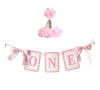 Kit Striscione Con Lettere Ghirlanda di ghirlande feltro non tessuto con fiocco, cappello, sedia for il primo compleanno, accessori for foto for decorazioni for feste for bambini(Pink Set)