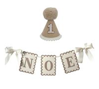 Kit Striscione Con Lettere Ghirlanda di ghirlande feltro non tessuto con fiocco, cappello, sedia for il primo compleanno, accessori for foto for decorazioni for feste for bambini(Brown Set)