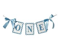 Kit Striscione Con Lettere Ghirlanda di ghirlande feltro non tessuto con fiocco, cappello, sedia for il primo compleanno, accessori for foto for decorazioni for feste for bambini(Blue Banner)