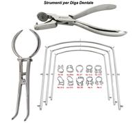 Kit Strumenti per Diga di Gomma del Dentista Pinza Fora Diga Separatrice Telaio