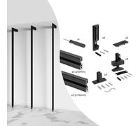 Kit Struttura Modulare Raccordi e 3 Profili a Pavimento e Parete in Alluminio Emuca Zero Nero