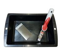 Kit stuccatura con cassoncino in plastica nero 3 lt e 2 spatole stucco