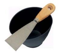 Kit stuccatura con recipiente per stucco in plastica e spatola