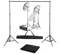 Kit Studio Fotografico con Lampade da Studio, Sistema di Sfondo in Cotone, Treppiede Alluminio Fino a 230cm, 3 Lampade Luce Giorno 5500K, 3 Ombrelli, Borse per Studio, Video, Fotografia, Ritratto
