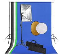 Kit Studio Fotografico con Lampade Softbox, Sfondo 1.6x3m, 5 Sfondi Colorati, 2 Treppidi, Riflettore 5 in 1, Lampada da Studio con Luce Giornata 5500K per Ritratti e Fotografia di Prodotti
