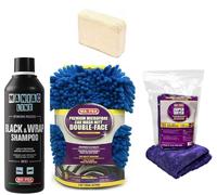 KIT SUPER DRYER + GUANTO DOUBLE FACE +MANIAC LINE BLACK & WRAP SHAMPOO FOR CAR D