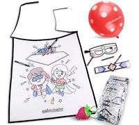 KIT SUPEREROI FAI DA TE Set di 30 Sacchetti Individuali con Mantello, Maschera, Braccialetto, 5 Pastelli e Palloncino | Kit da Colorare in Non-Woven per Bambini | Regalo Compleanno Feste Infantili