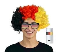 Kit Supporter Germania Francia Parrucca + Trucco Tricolore + Occhiali Bambini Adulti Accessori Team di Francia e Tedesco Cosplay Halloween Natale Carnevale