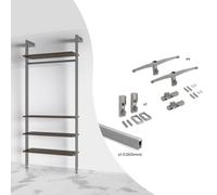 Kit Supporti per Mensole e Appendiabiti in Legno e Alluminio Emuca Zero Grigio