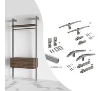 Kit Supporti per Mensole e Appendiabiti in Legno e Alluminio Emuca Zero Grigio Pietra