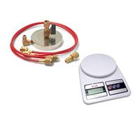 Kit supporto bombola 1/4 e 5/16 completo di tubi e adattatori + bilancia 7kg max precisione risoluzione 1gr. anche R600a