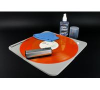 KIT SUPPORTO + DOPPIA SPAZZOLA + SPRAY + PANNO pulizia dischi LP vinile 45 giri