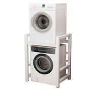 Kit Supporto per Asciugatrice Regolabile in Altezza, Scaffale per incolonnamento lavatrice e asciugatrice, Capacità di Carico 300 kg, per bagni, lavanderie, servizi e cucine (White frame+white)