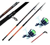 KIT SURFCASTING 2 CANNE + MULINELLI 6000 DA PESCA LANCIO SPIAGGIA MARE ORATA