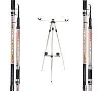 Kit Surfcasting Completo 2 Canne Telescopiche Oceanic 150g 4m + 2 Mulinelli Surfcasting + Tripode Surf 180cm (Mulinelli Trabucco Oceanic 8000)