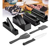 Kit Sushi per la Casa,11pcs Riso Rotolo Stampo Kit Sushi Completo con Sushi Maker, 8 Stampi, Forchetta e Spatola per Riso, Coltello,Facile da Pulire e Usare, Lavabile in Lavastoviglie,per la Cucina
